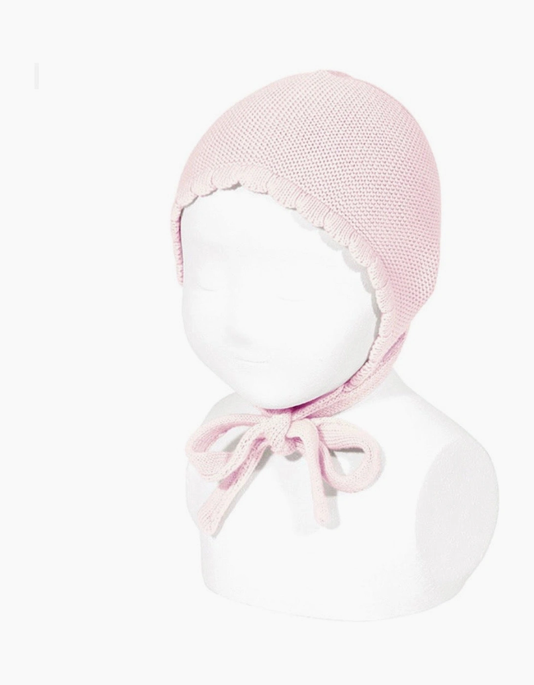 Girls Pale Pink 500 Knit Tie Bonnet, 2 of 1