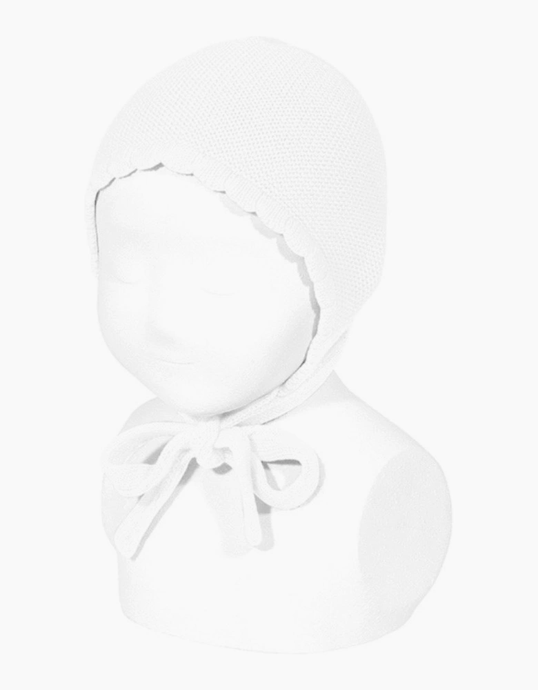 White 200 Knit Tie Bonnet