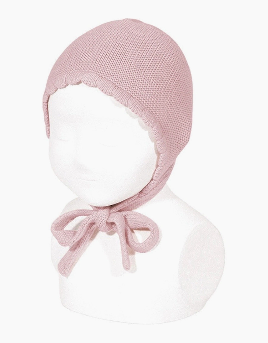 Girls Dusty Pink 526 Knit Tie Bonnet, 2 of 1