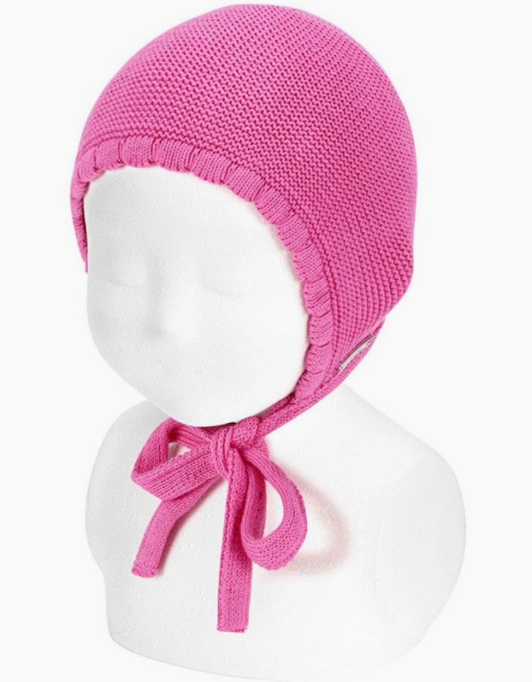 Girls Fuchsia Pink 513 Knit Tie Bonnet, 2 of 1