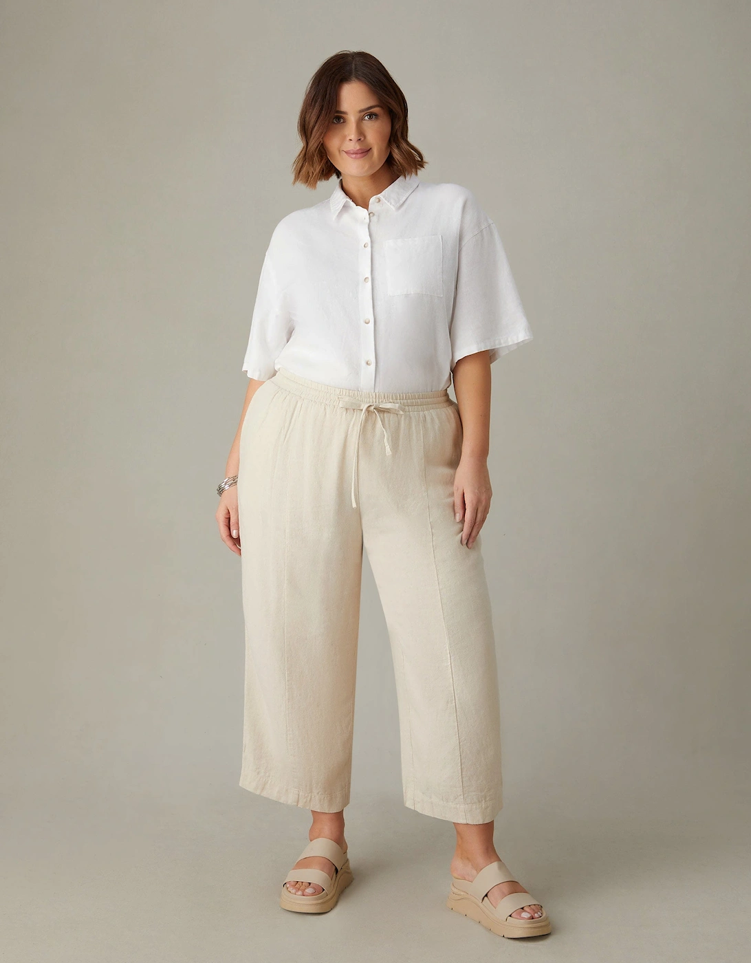 White Linen Mix Short Sleeve Shirt