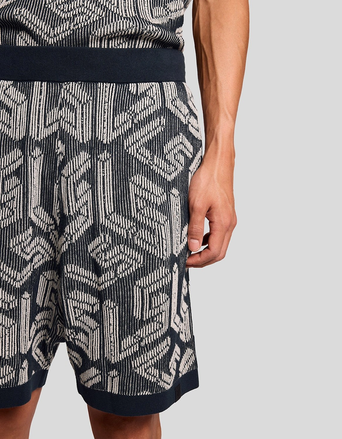 Emblem Ribbed Knitted Shorts