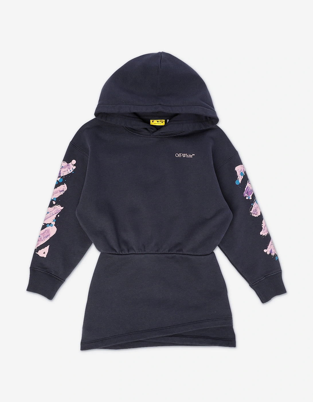 Off-White Girls Diag Splat Hoodie Dress in Navy, 5 of 4