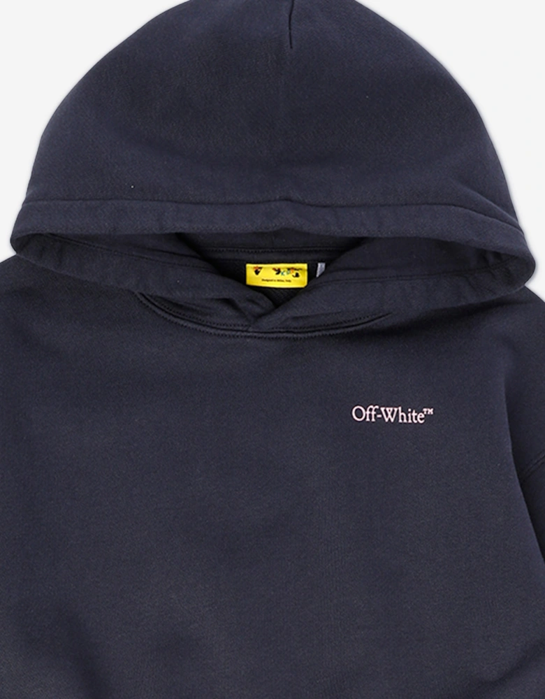 Off-White Girls Diag Splat Hoodie Dress in Navy