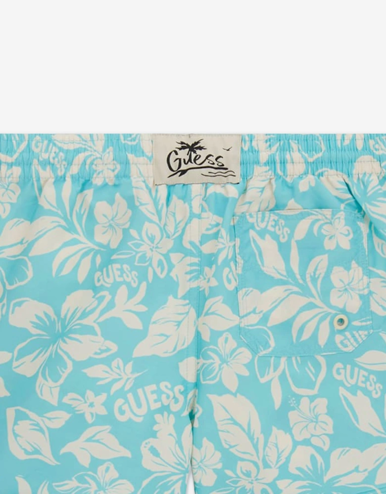 Guess Boys Hawaiian Swim Shorts in Blue