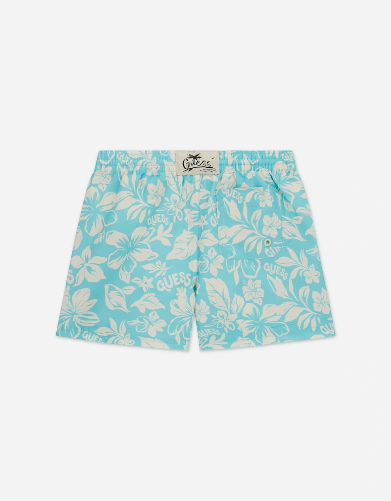 Guess Boys Hawaiian Swim Shorts in Blue