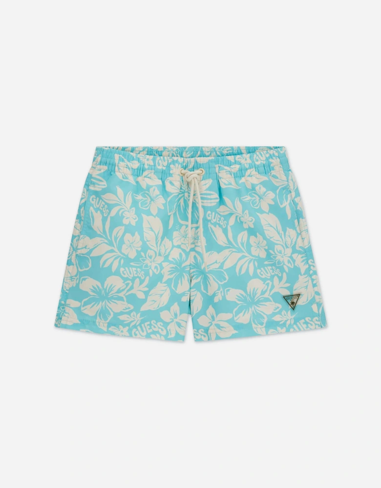 Guess Boys Hawaiian Swim Shorts in Blue