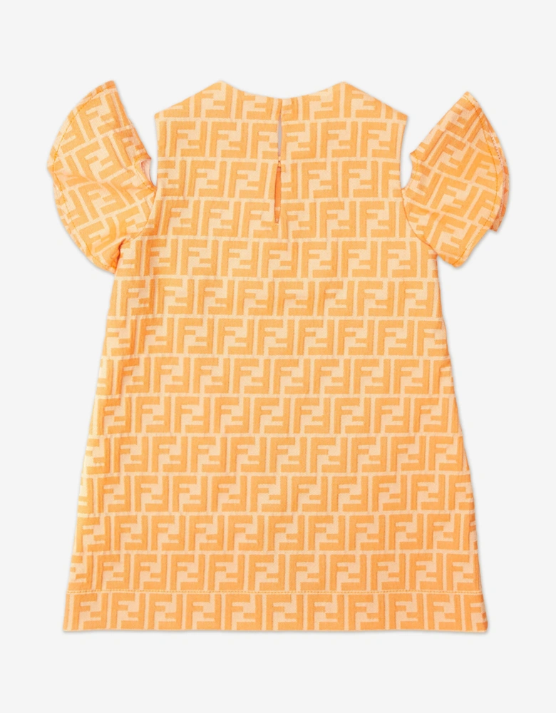 Fendi Girls FF Logo Dress in Orange