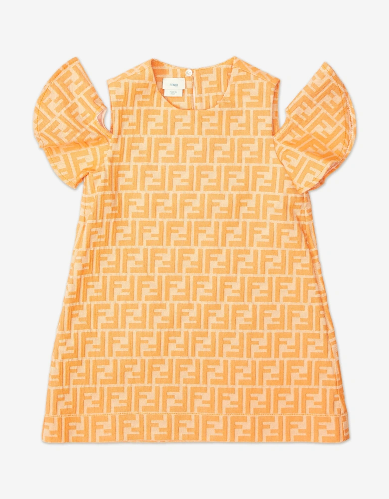 Fendi Girls FF Logo Dress in Orange