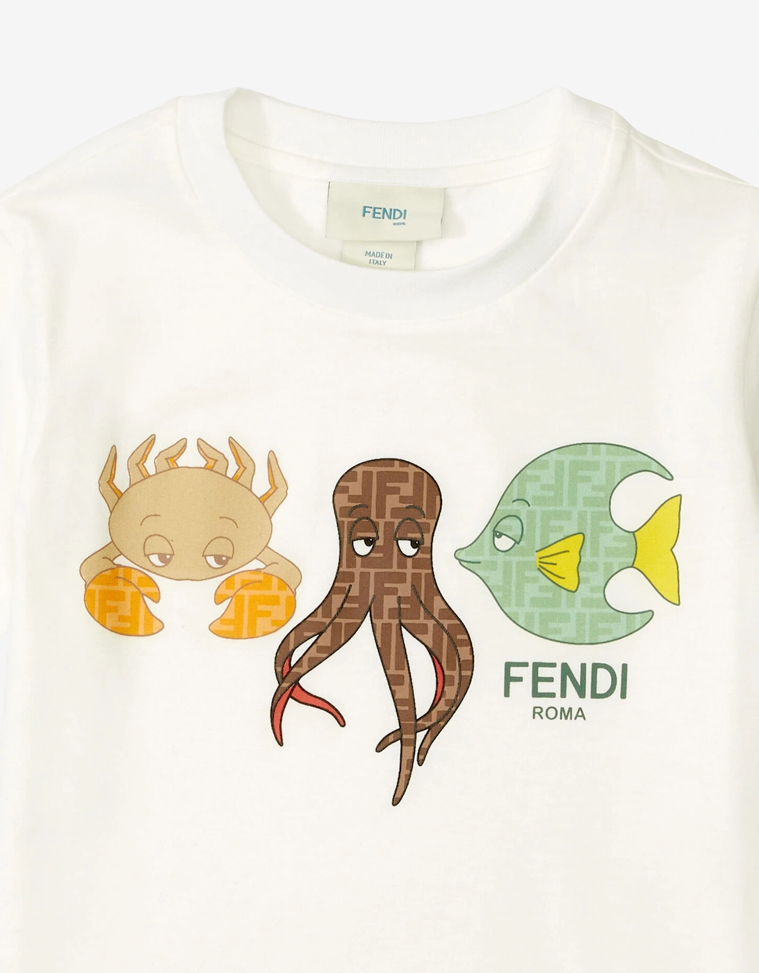 Fendi Boys Marine Life T-Shirt in White