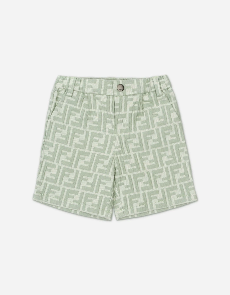 Fendi Baby Boys FF Logo Shorts in Green