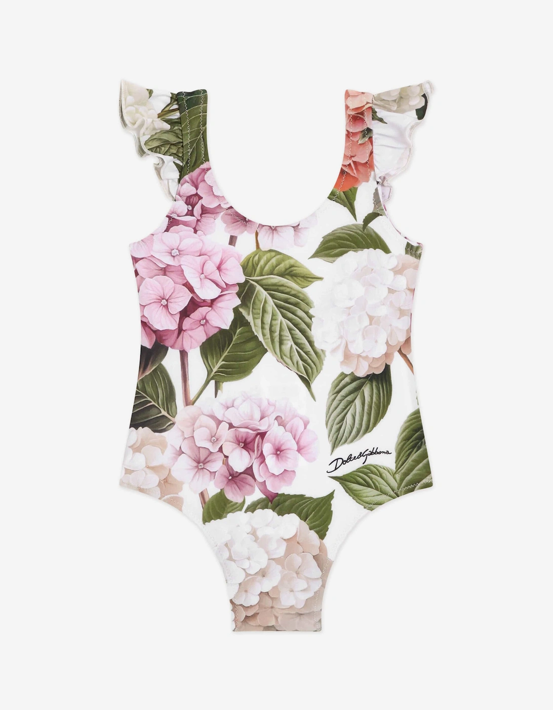Dolce & Gabbana Baby Girls Hydrangea Print Swimsuit in Multicolour, 5 of 4