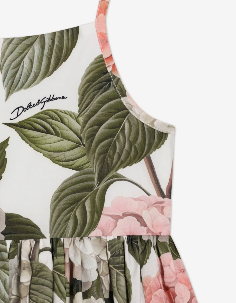 Dolce & Gabbana Girls Cotton Hydrangea Print Dress in Multicolour