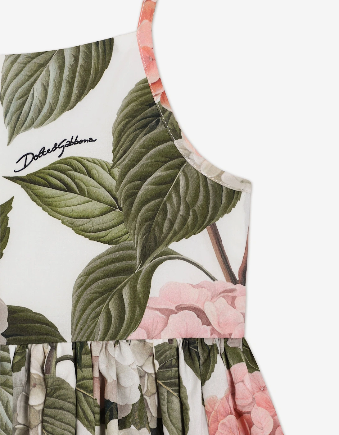 Dolce & Gabbana Girls Cotton Hydrangea Print Dress in Multicolour