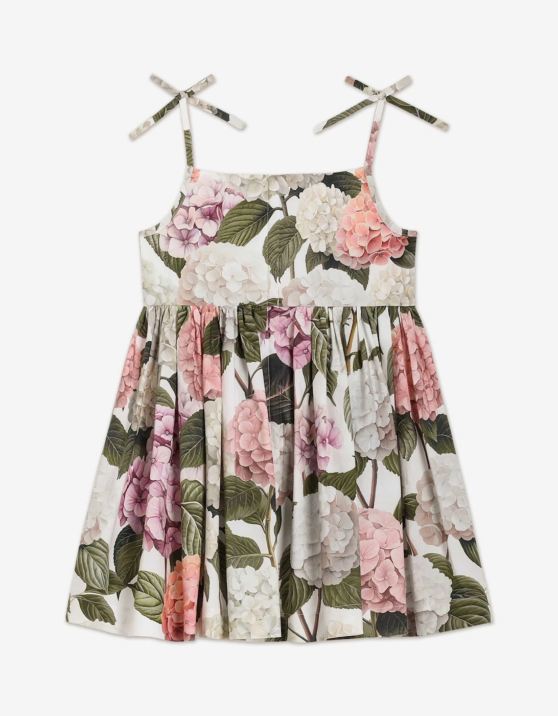 Dolce & Gabbana Girls Cotton Hydrangea Print Dress in Multicolour
