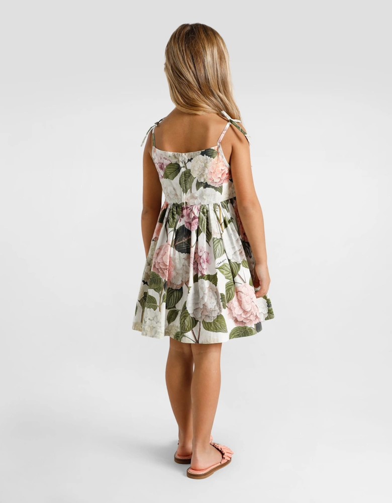Dolce & Gabbana Girls Cotton Hydrangea Print Dress in Multicolour