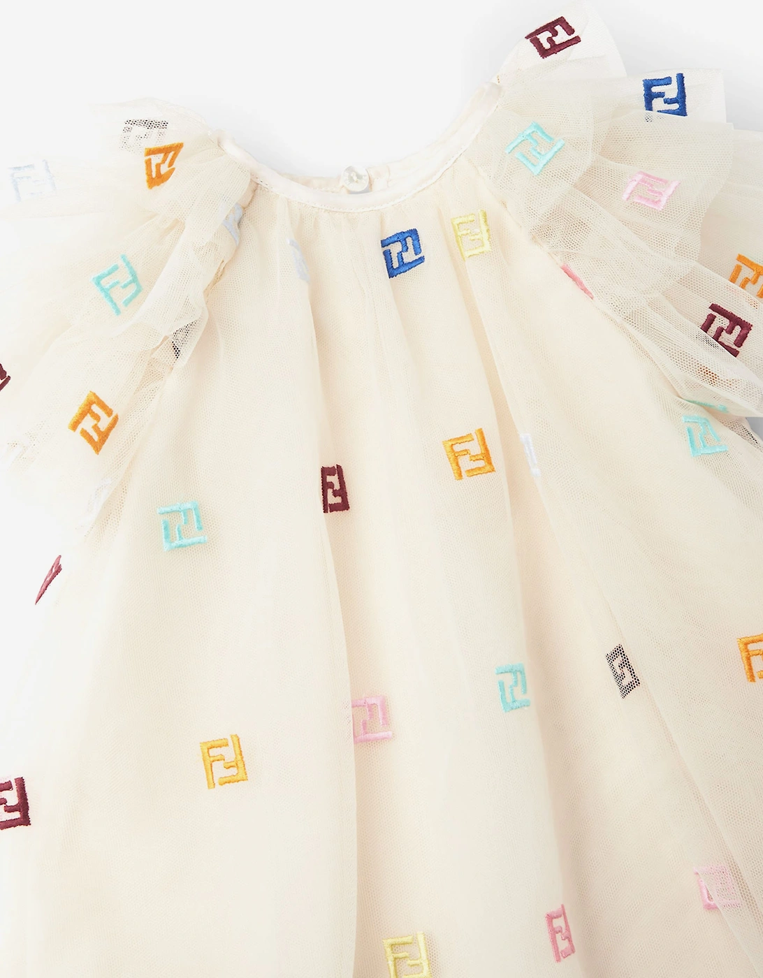 Fendi Baby Girls Tulle FF Logo Dress in Beige