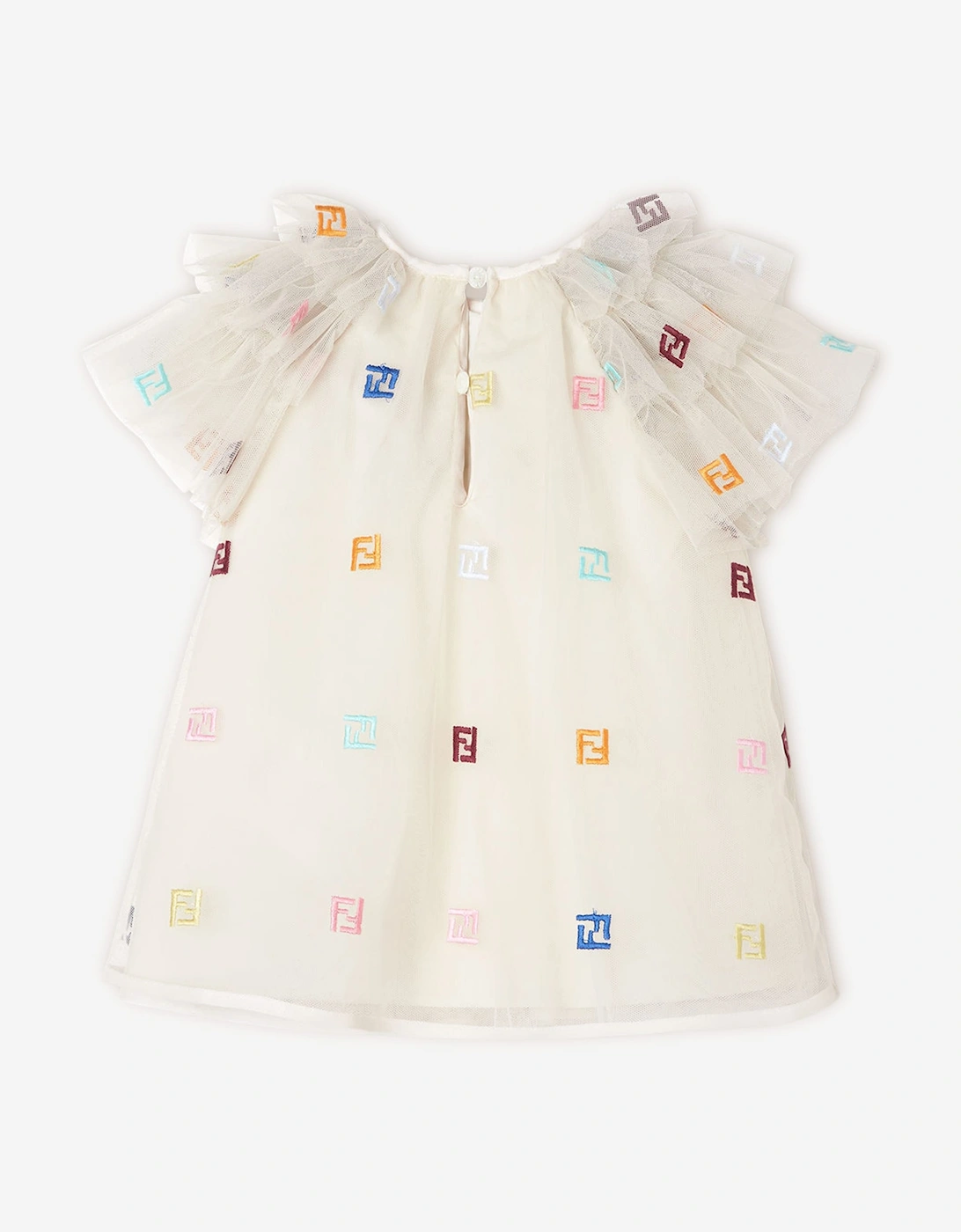 Fendi Baby Girls Tulle FF Logo Dress in Beige