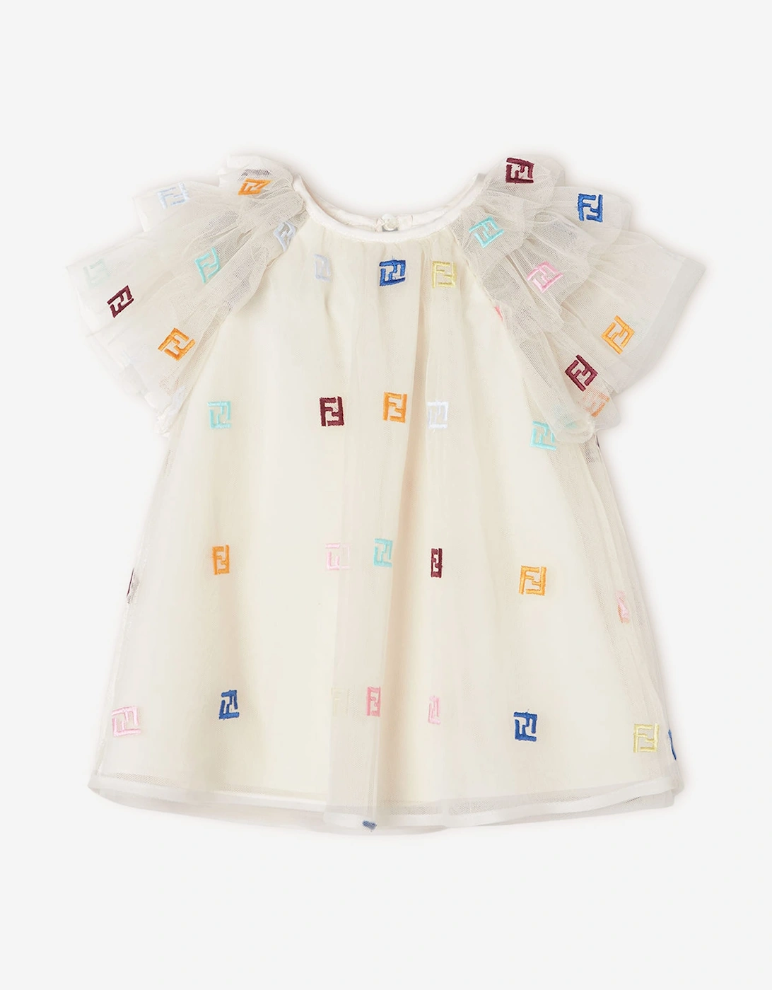 Fendi Baby Girls Tulle FF Logo Dress in Beige