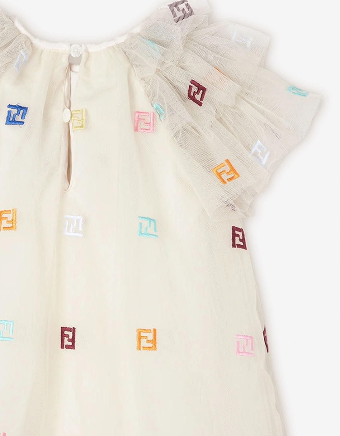 Fendi Baby Girls Tulle FF Logo Dress in Beige