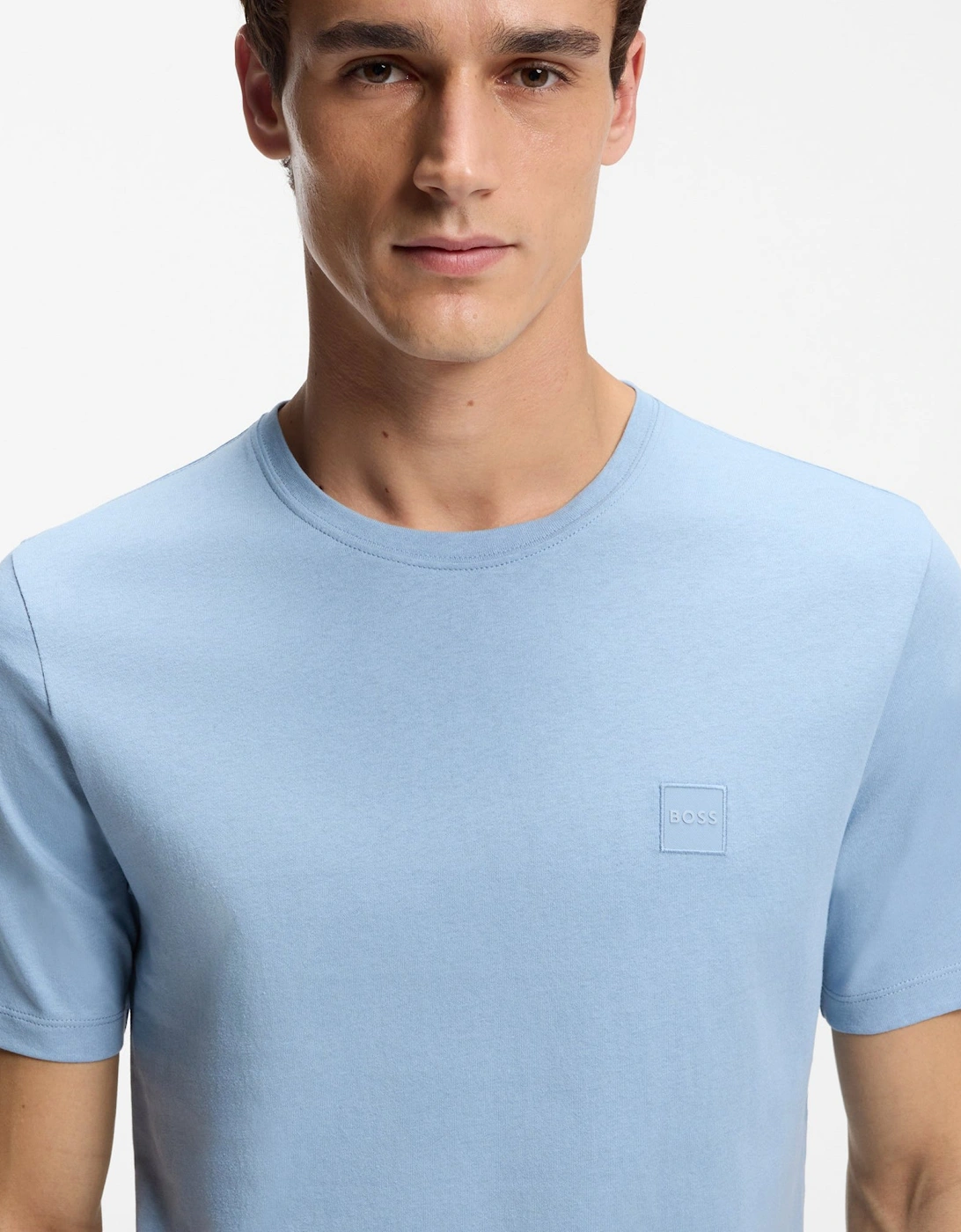 BOSS Orange Tales Mens Cotton-Jersey T-shirt With Logo Patch - Light/Pastel Blue 458