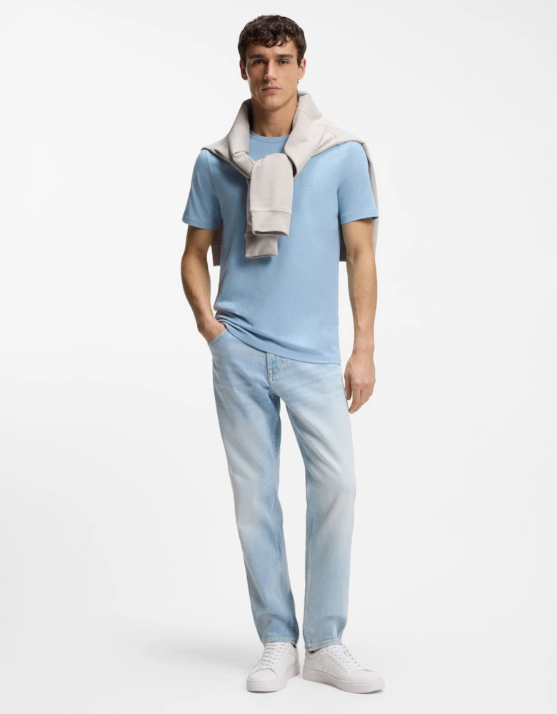 BOSS Orange Tales Mens Cotton-Jersey T-shirt With Logo Patch - Light/Pastel Blue 458