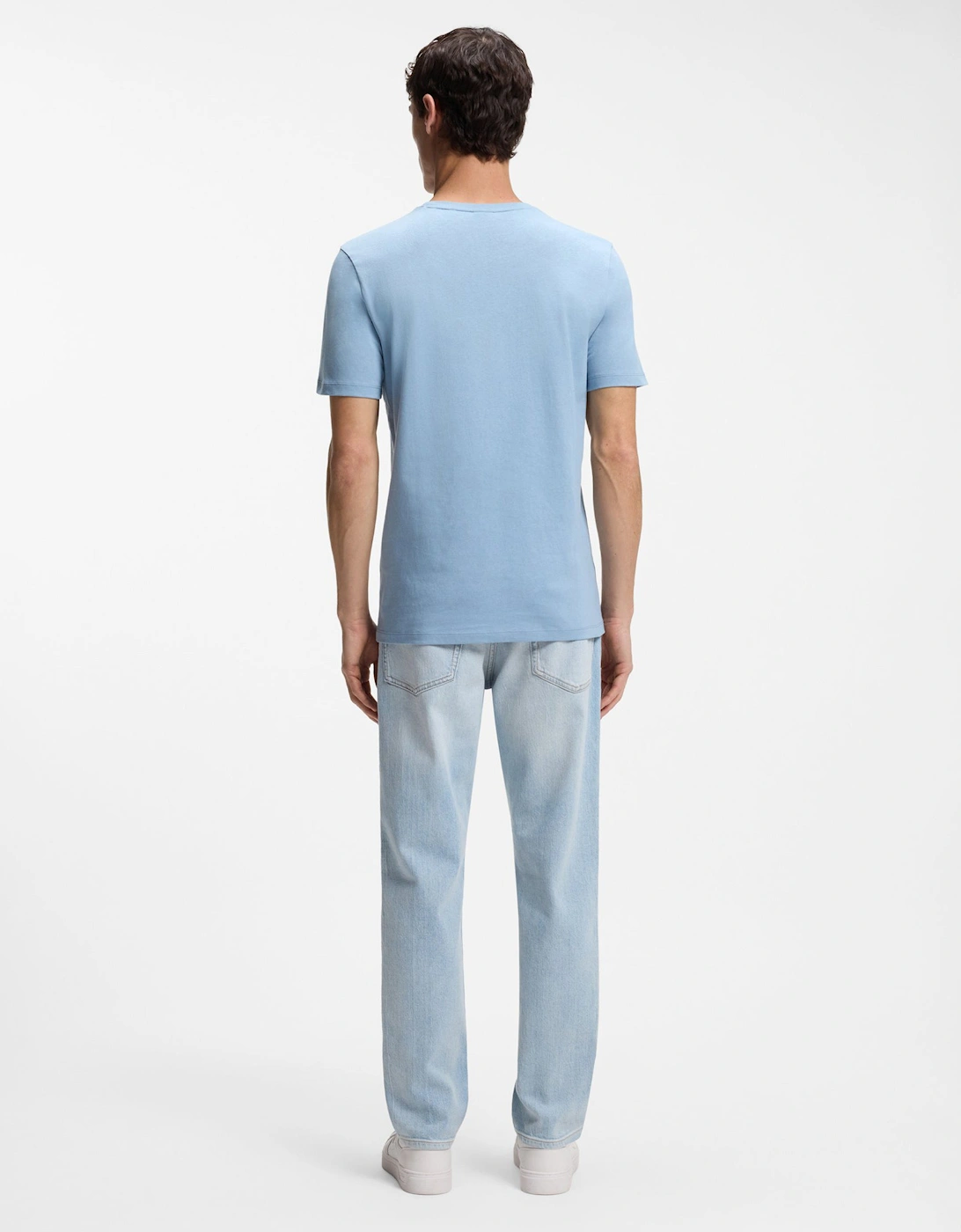 BOSS Orange Tales Mens Cotton-Jersey T-shirt With Logo Patch - Light/Pastel Blue 458