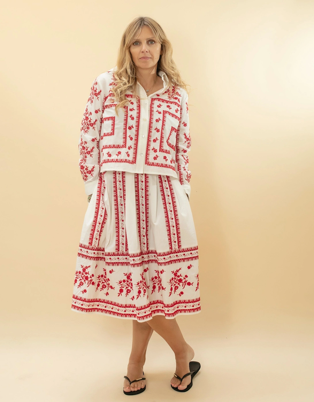 Sienna Embroidered Cropped Shirt In White, 2 of 1