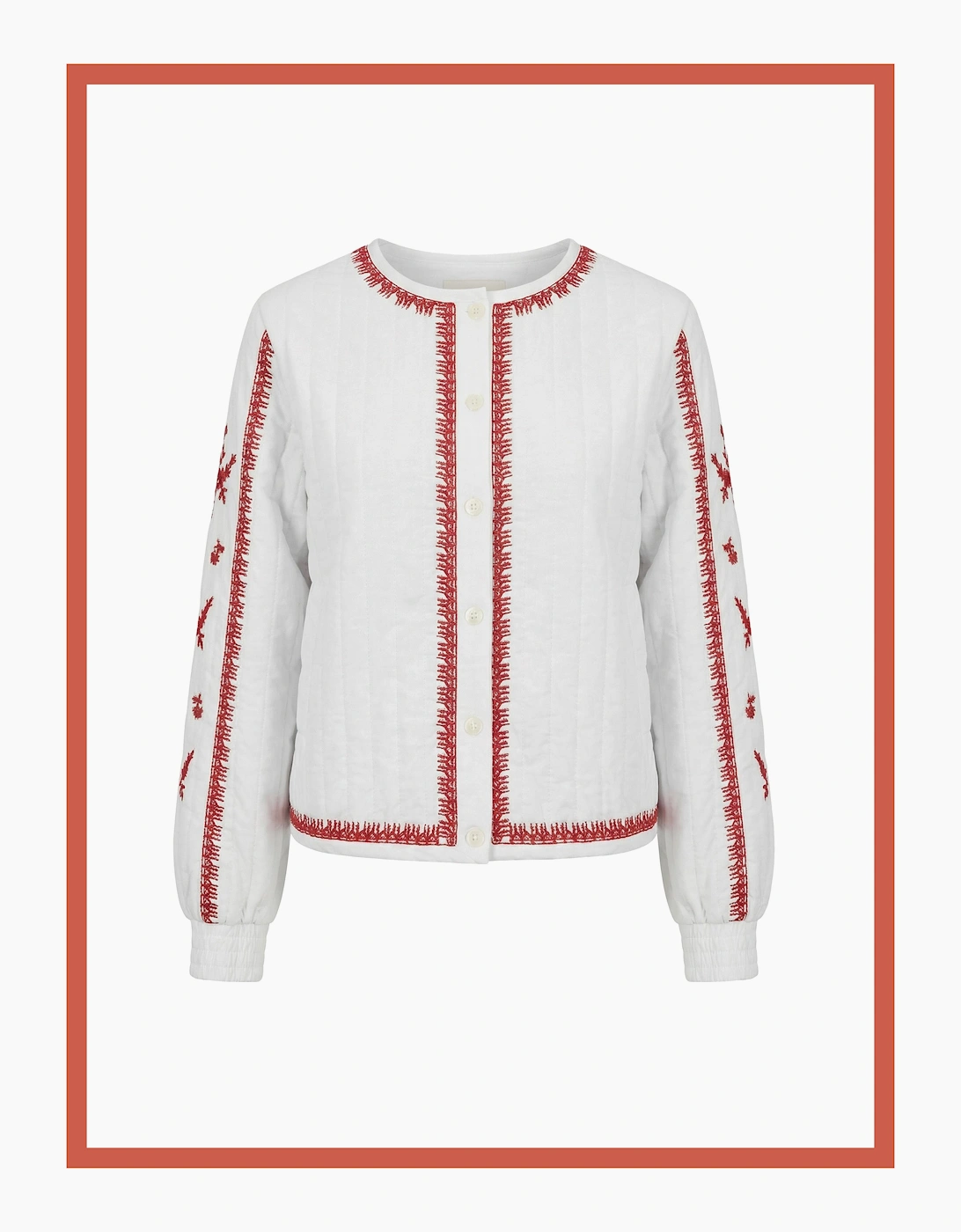 Harlow Padded Embroidered Jacket - White, 6 of 5