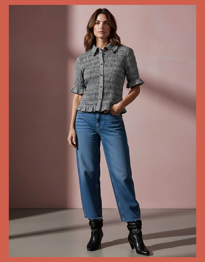 Astrid Gingham Blouse - Black