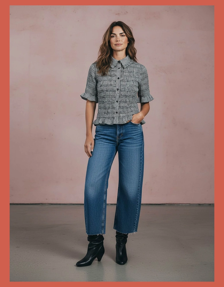 Astrid Gingham Blouse - Black