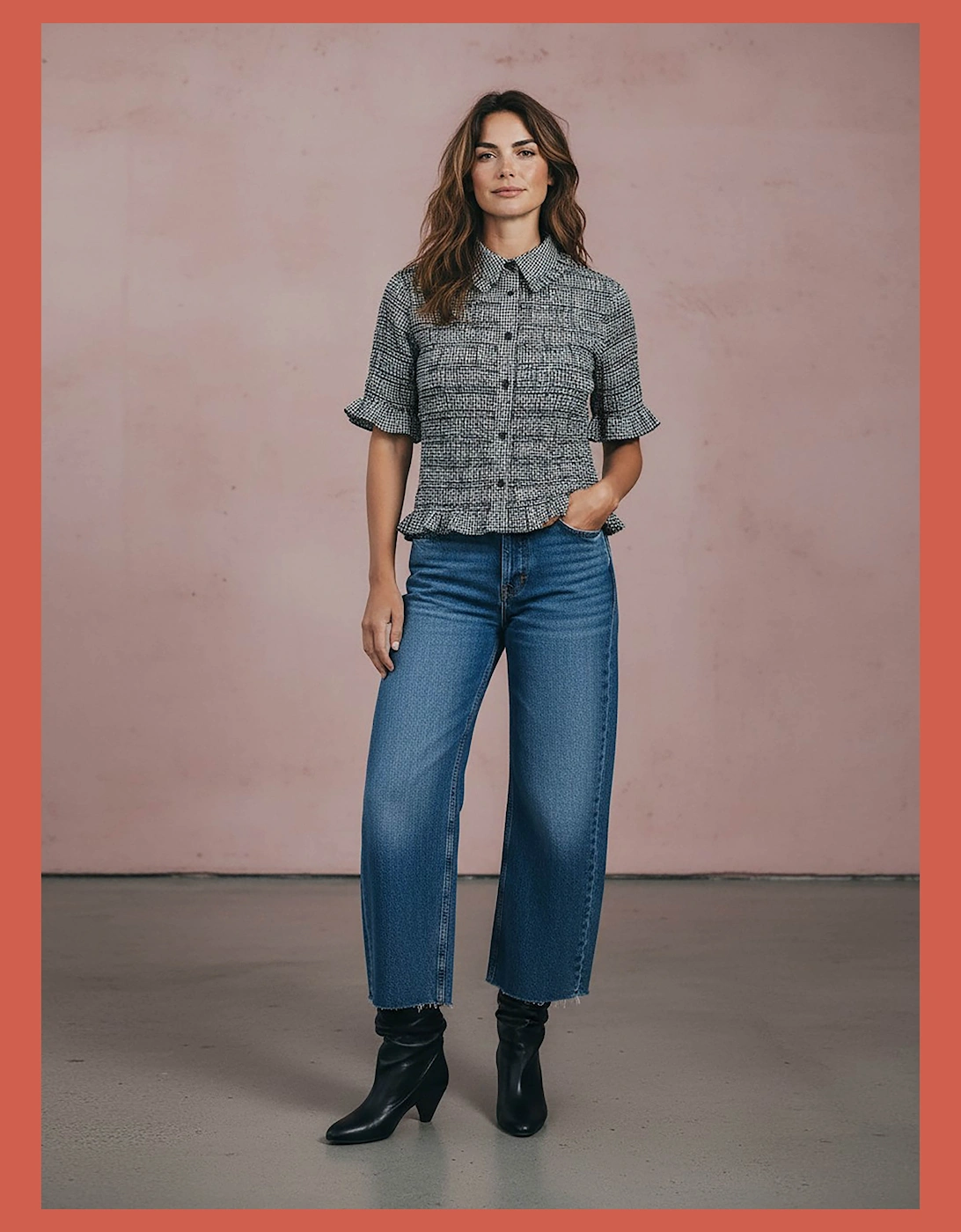 Astrid Gingham Blouse - Black