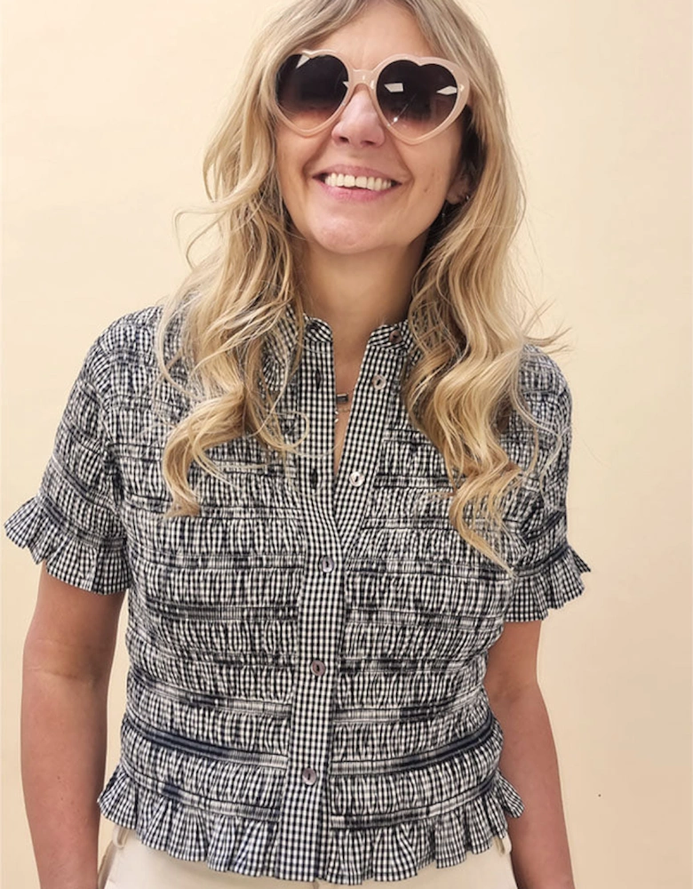Astrid Gingham Blouse - Black
