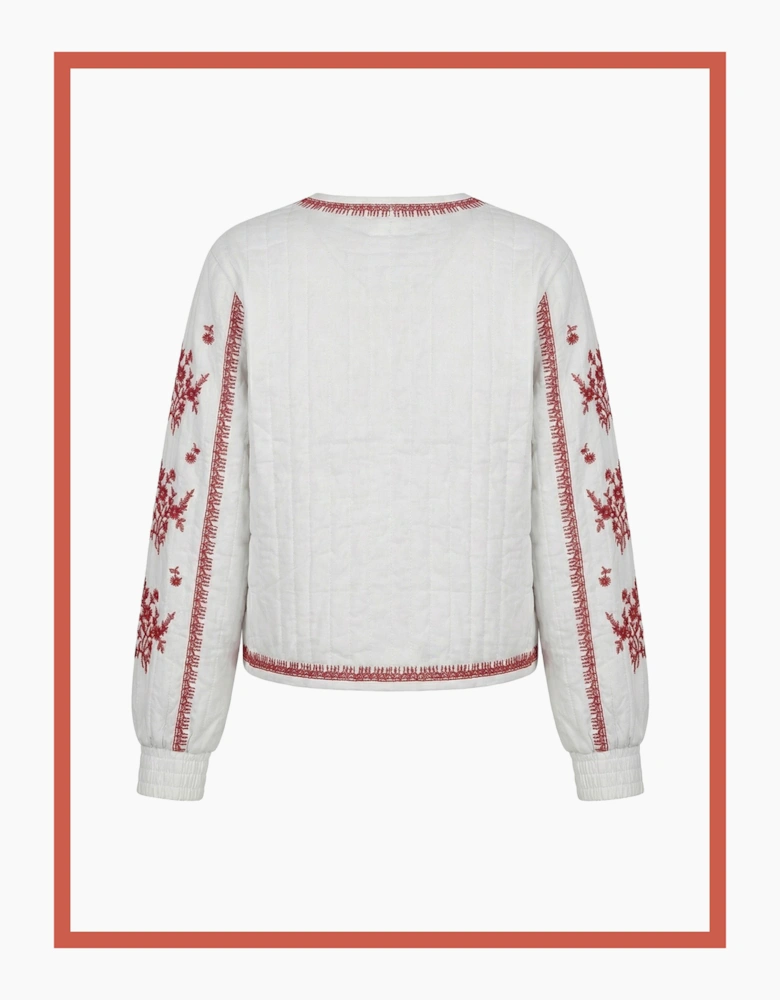 Harlow Padded Embroidered Jacket - White