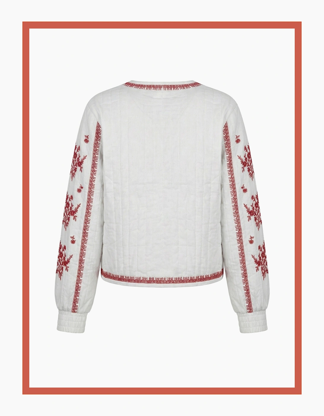 Harlow Padded Embroidered Jacket - White