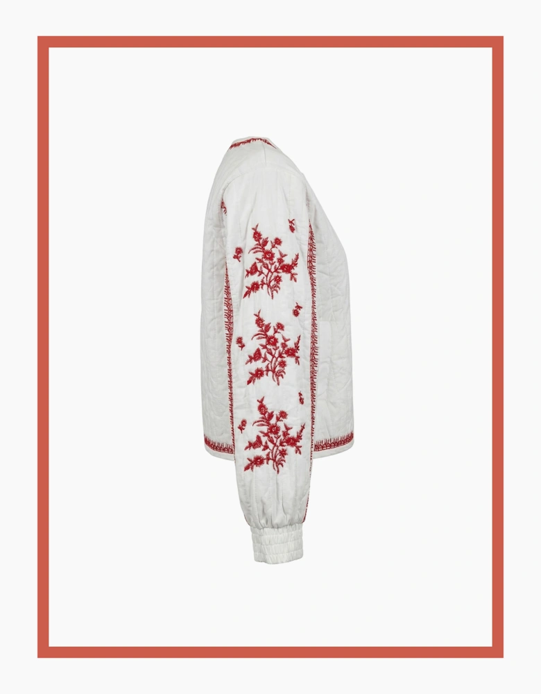 Harlow Padded Embroidered Jacket - White