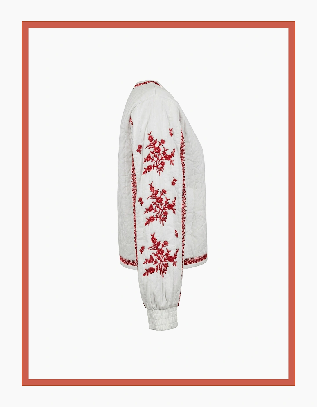 Harlow Padded Embroidered Jacket - White