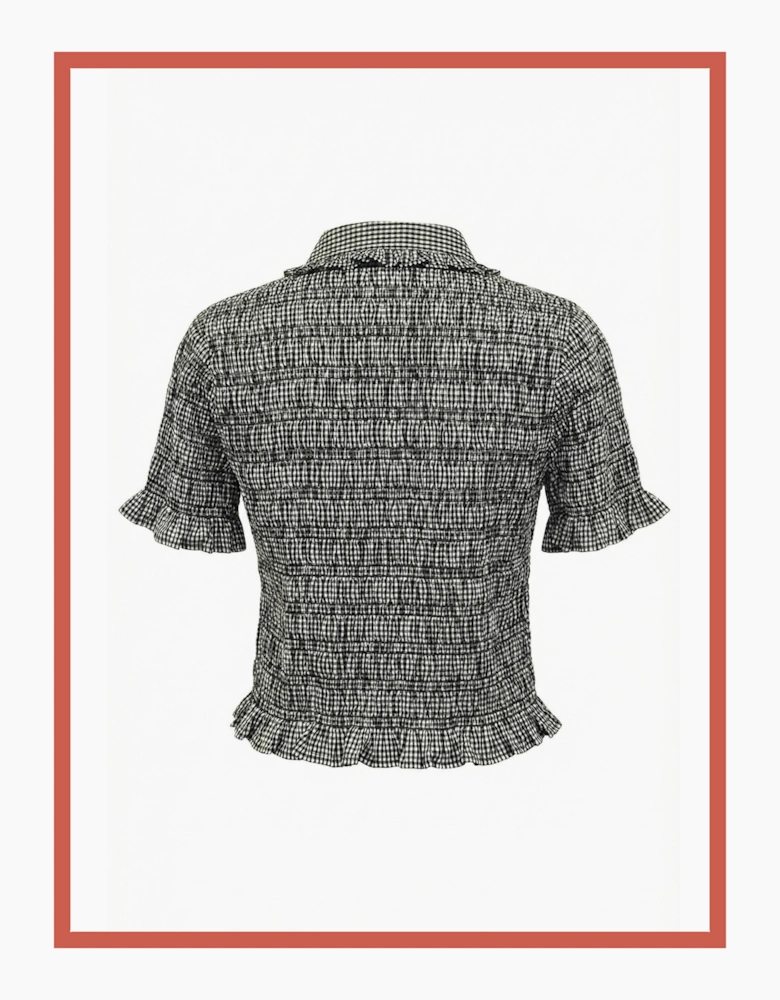 Astrid Gingham Blouse - Black