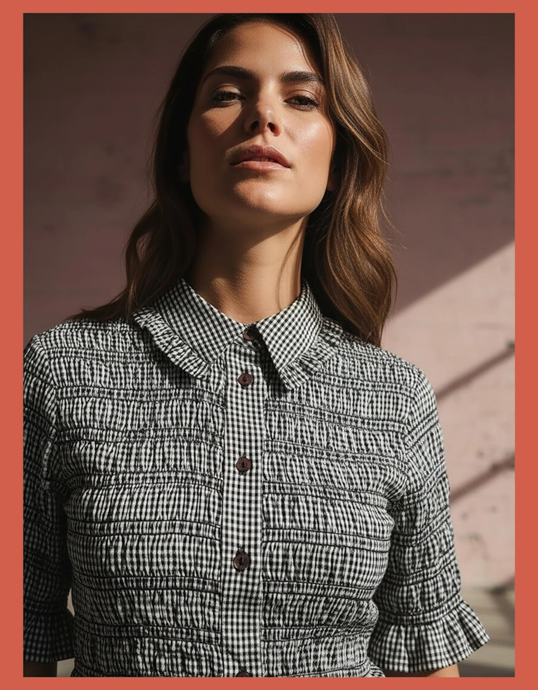 Astrid Gingham Blouse - Black