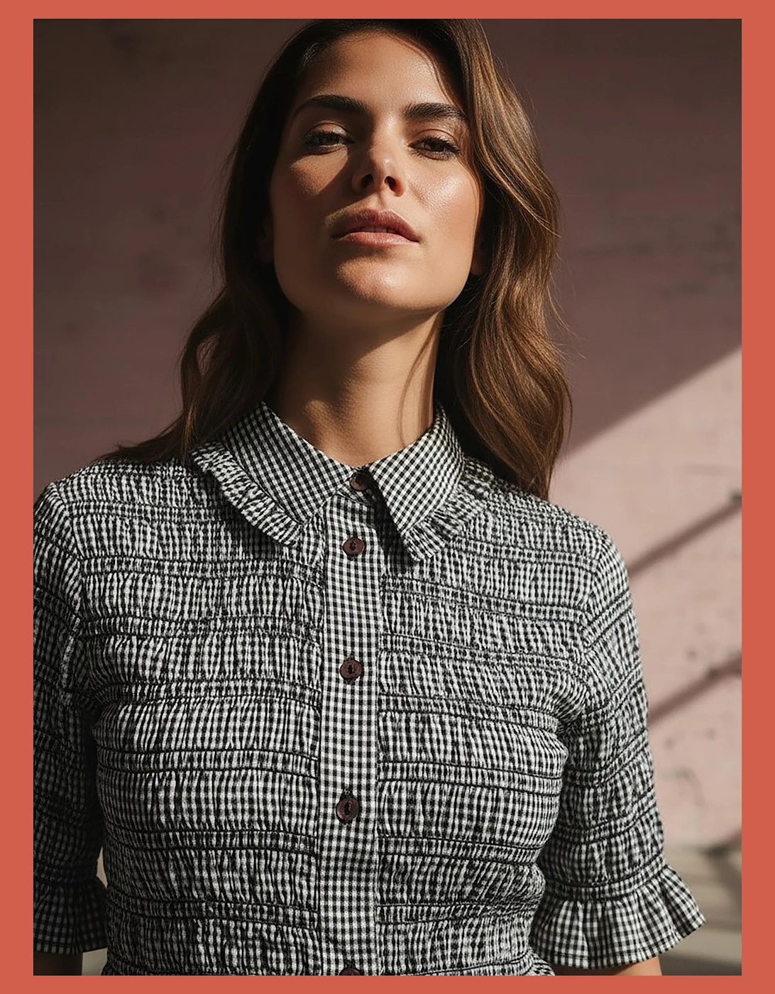 Astrid Gingham Blouse - Black