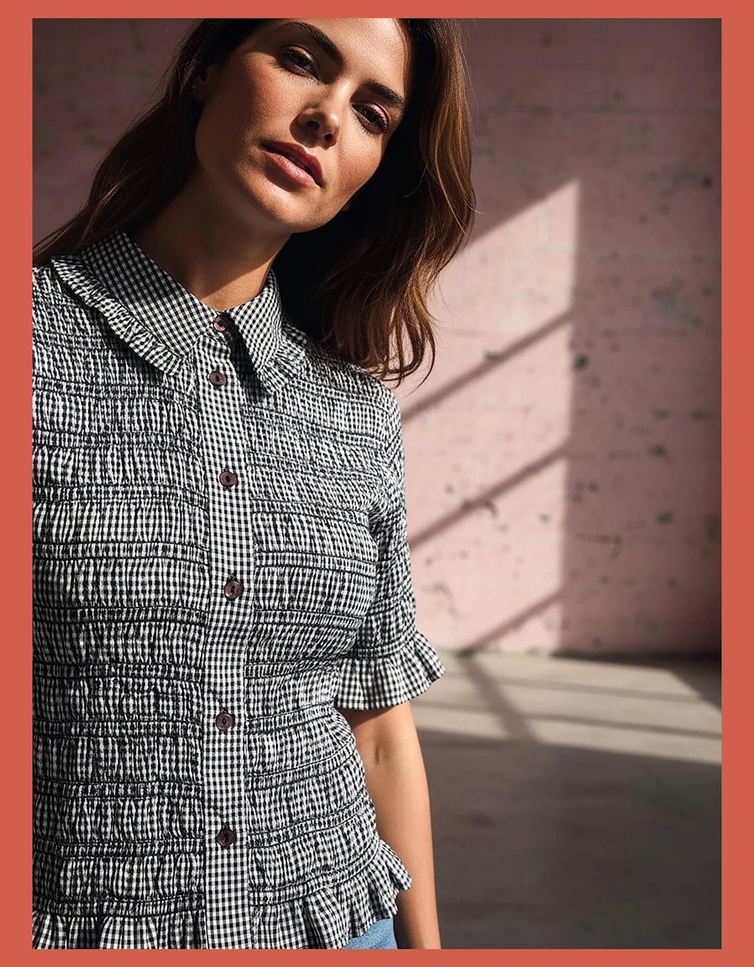 Astrid Gingham Blouse - Black