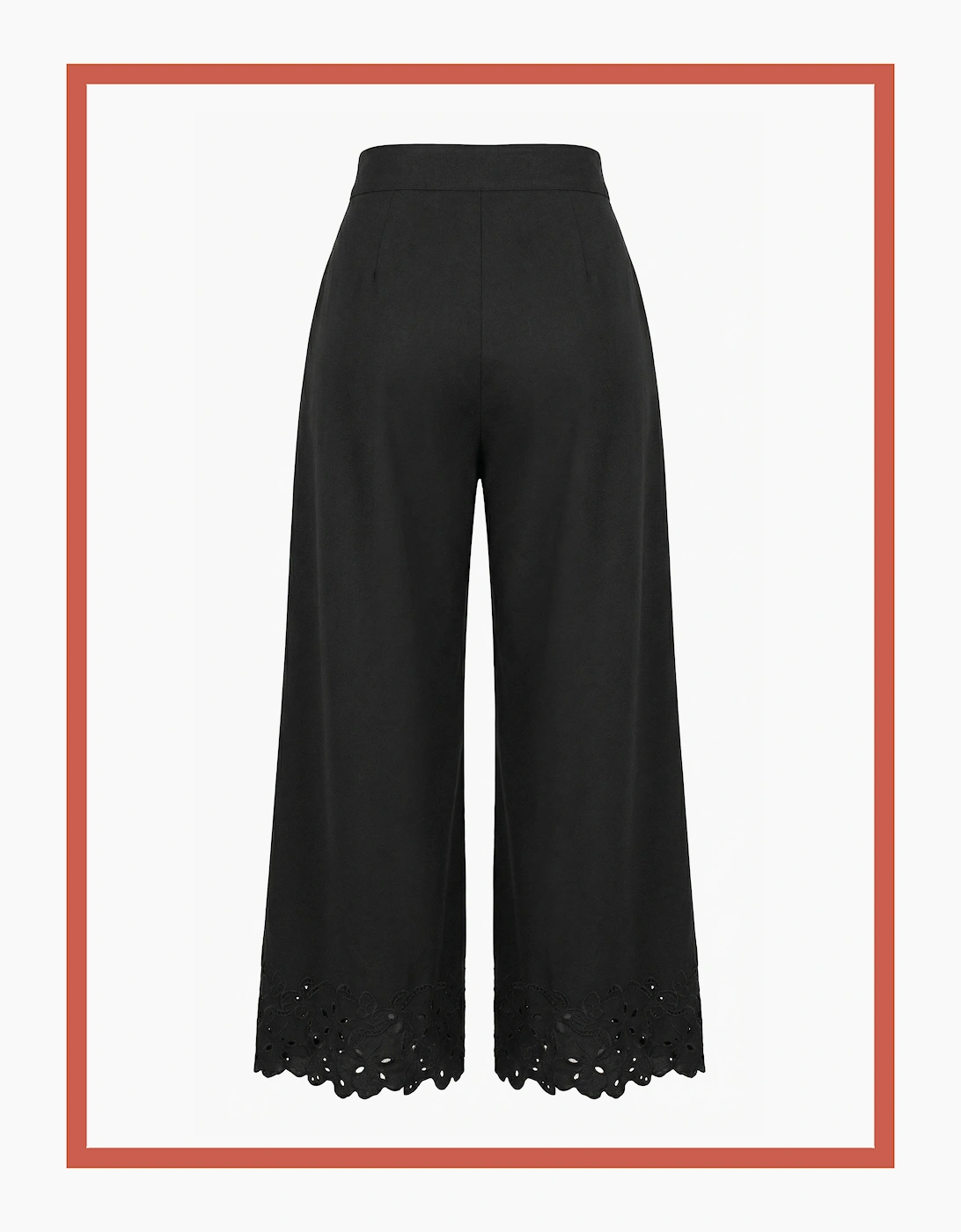 Sirena Embroidered Cutwork Trouser - Black