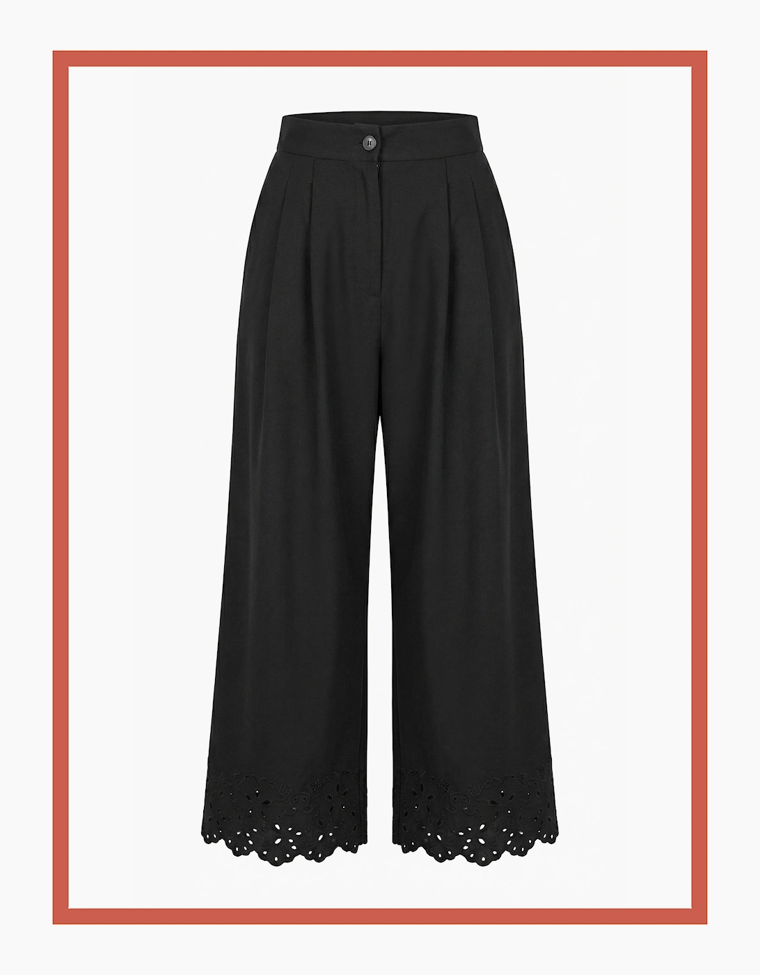 Sirena Embroidered Cutwork Trouser - Black