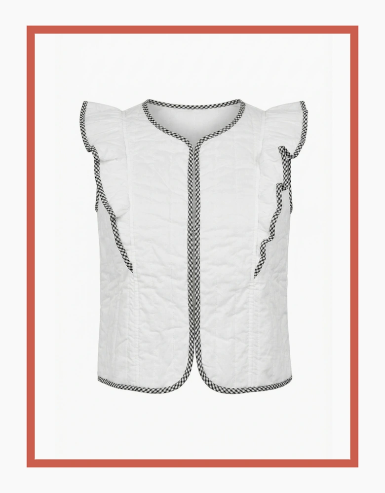 Aster Padded Frill Gilet - White