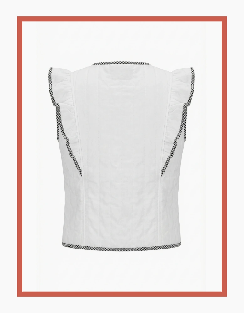 Aster Padded Frill Gilet - White