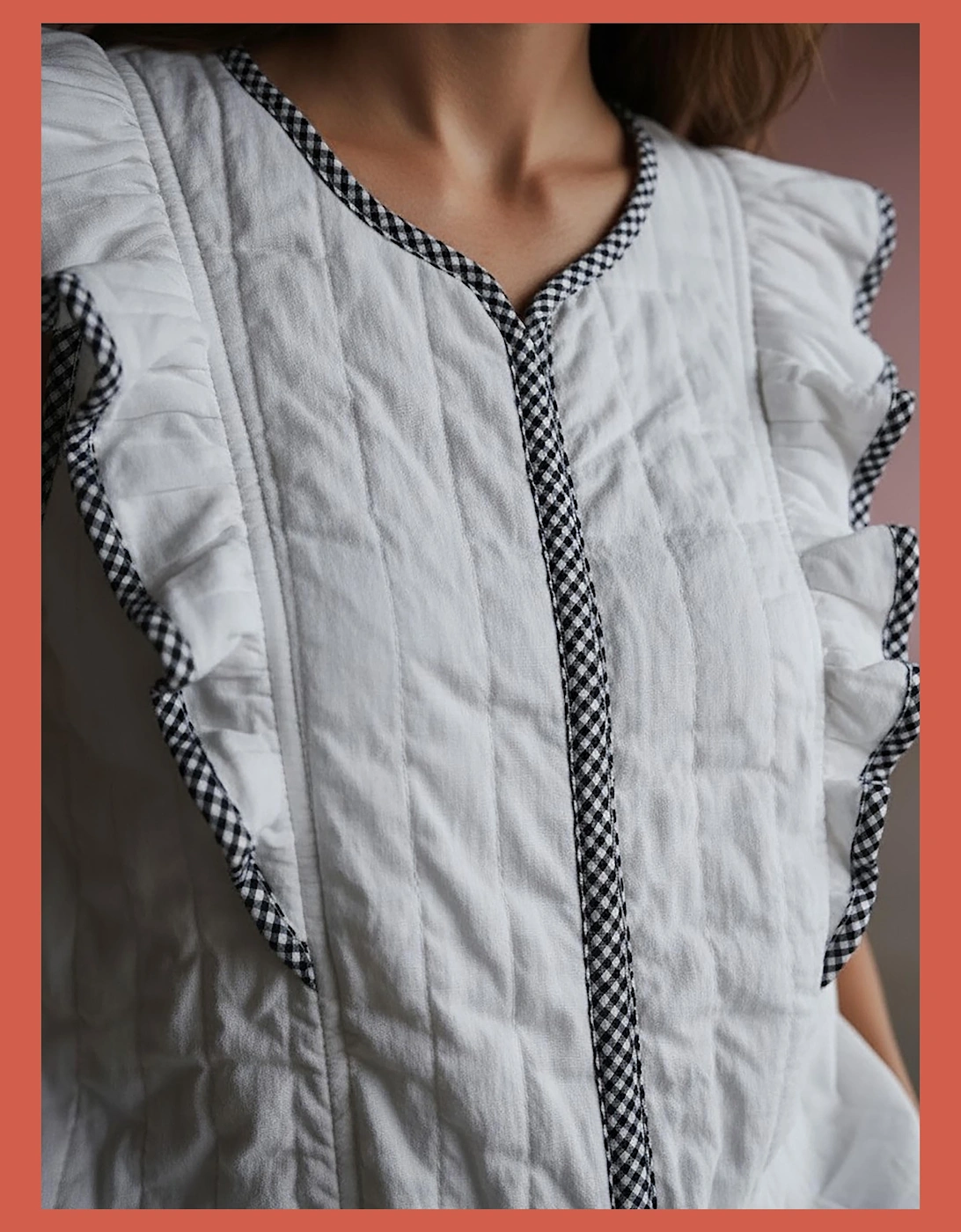 Aster Padded Frill Gilet - White
