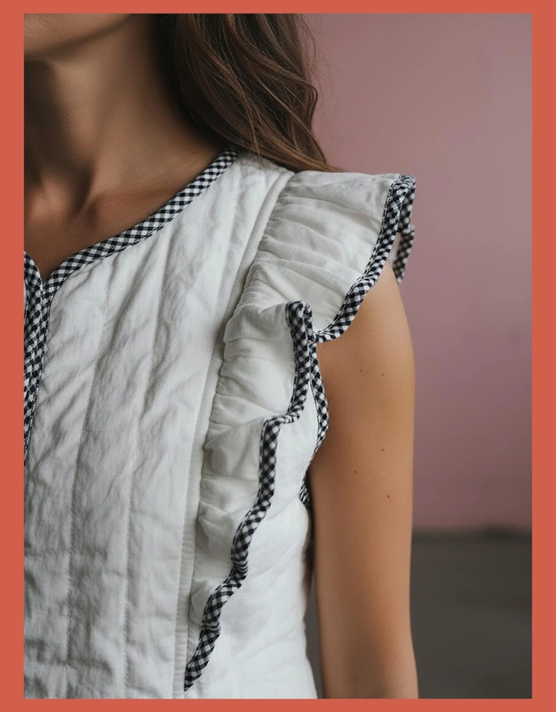 Aster Padded Frill Gilet - White