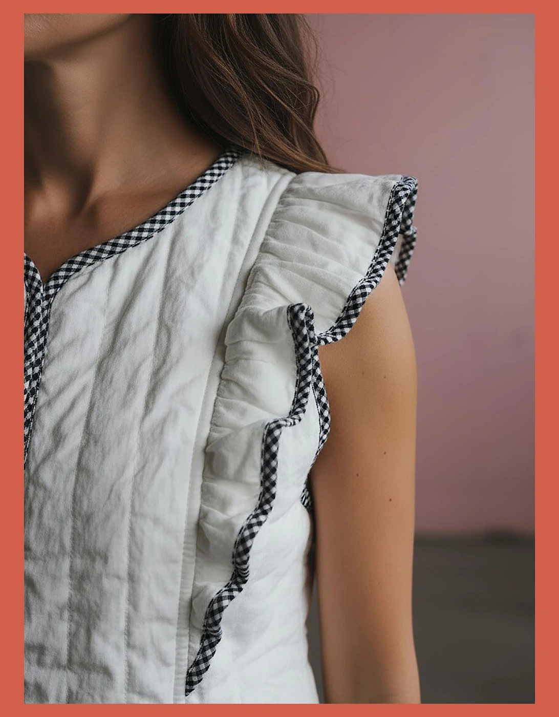 Aster Padded Frill Gilet - White