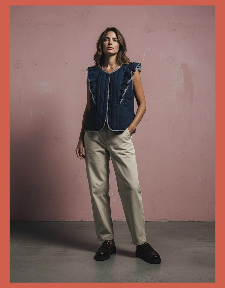 Aster Padded Frill Gilet - Dark Navy
