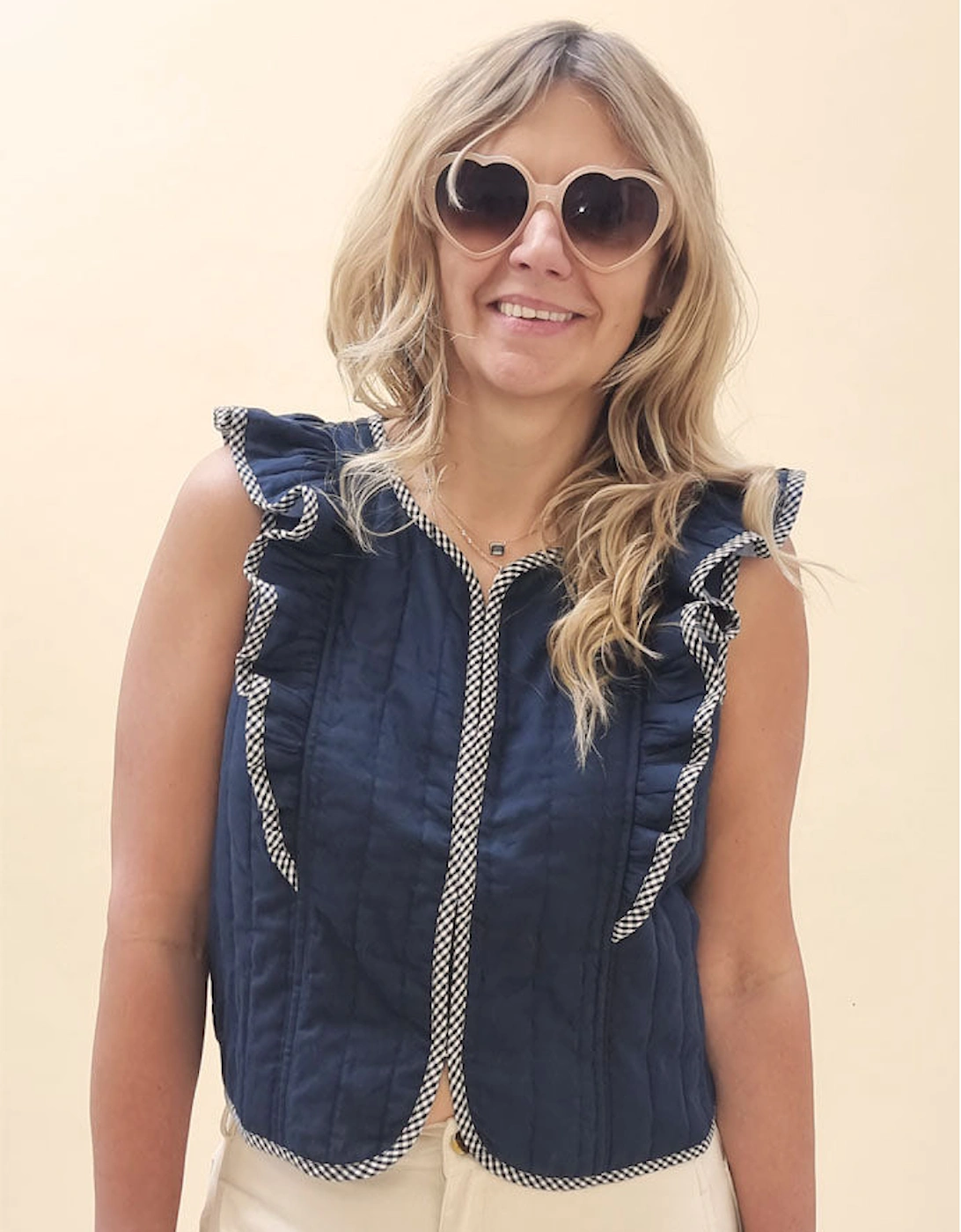 Aster Padded Frill Gilet - Dark Navy